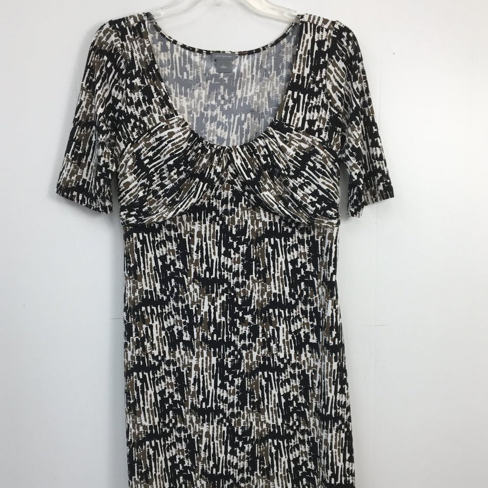 Ann Taylor Scoop Neck Short Sleeve Midi Abstract Dress Sz 6 EXCELLENT Condition